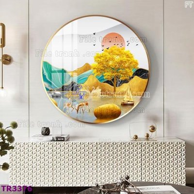 File in lụa File tranh tròn hiện đại TR3376 (chất lượng cao) File tranh tròn hiện đại TR3376