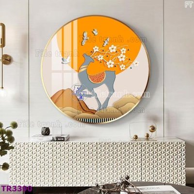 File tranh File tranh tròn hiện đại TR3390 (gốc) in trên kính