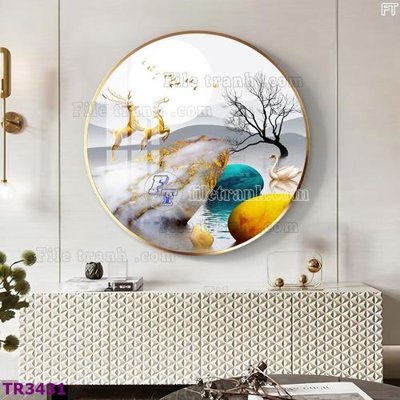 File gốc File tranh tròn hiện đại TR3431 (in 3D) nghệ thuật