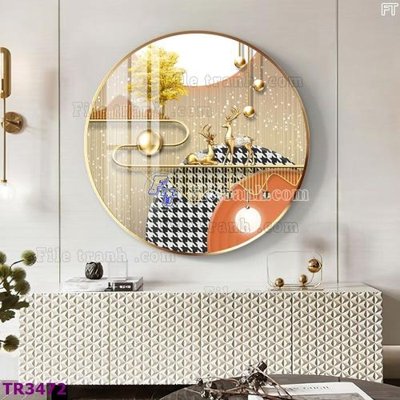 File gốc File tranh tròn hiện đại TR3472 (ảnh chi tiết) để in lụa