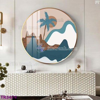 File in trần File tranh tròn hiện đại TR3474 (bản gốc) mây trời