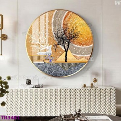 File in trần File tranh tròn hiện đại TR3481 (bản gốc) bầu trời