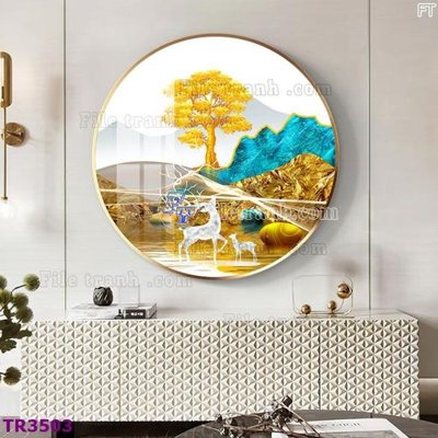File gốc File tranh tròn hiện đại TR3503 (in tráng gương) hiện đại