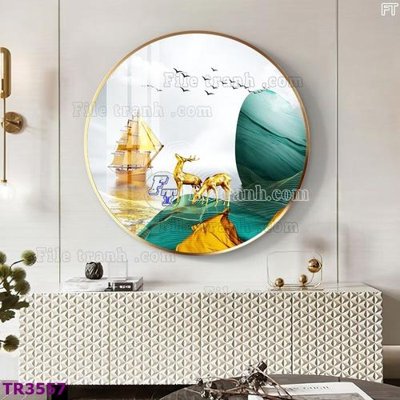 File PSD File tranh tròn hiện đại TR3557 (gốc) nhiều lớp (multi-layer)