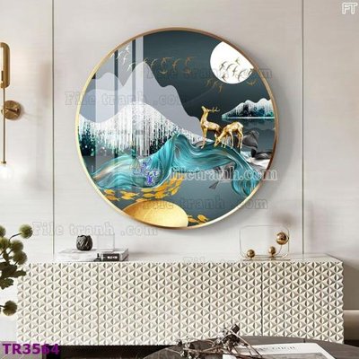 File in trần File tranh tròn hiện đại TR3564 (file gốc) hoa văn 3D