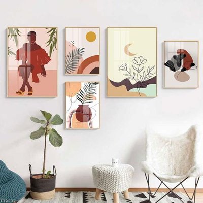 Download file gốc File tranh treo 5 tấm tối giản Minimalist Art TT2037 (in lụa) hoa lá