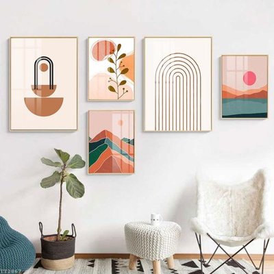 Ảnh gốc File tranh treo 5 tấm tối giản Minimalist Art TT2067 (nét căng) in mica