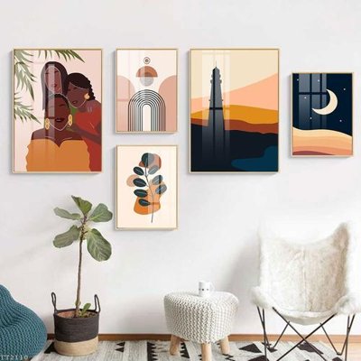 File gốc File tranh treo 5 tấm tối giản Minimalist Art TT2110 (in tráng gương) nghệ thuật