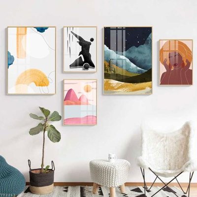 File gốc File tranh treo 5 tấm tối giản Minimalist Art TT2213 (bản quyền) cho in ấn