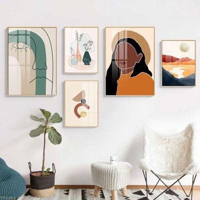 Ảnh gốc file in lụa File tranh treo 5 tấm tối giản Minimalist Art TT2253 chi tiết