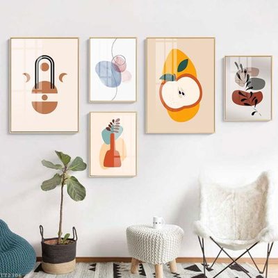 Hình ảnh file gốc in trần nhà File tranh treo 5 tấm tối giản Minimalist Art TT2306