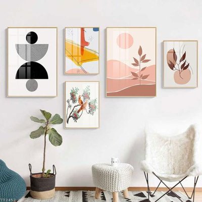 File gốc in ấn File tranh treo 5 tấm tối giản Minimalist Art TT2452 chất lượng vượt trội