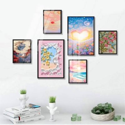 File gốc File tranh bộ 6 tấm hoa décor 5D TT25004 (in mica) trang trí