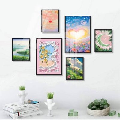 File gốc File tranh bộ 6 tấm hoa décor 5D TT25020 (in lụa) hoa văn cổ điển