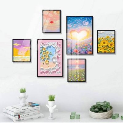File ảnh File tranh bộ 6 tấm hoa décor 5D TT25024 (gốc) in poster