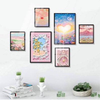 File tranh File tranh bộ 6 tấm hoa décor 5D TT25043 (bản gốc) treo tường