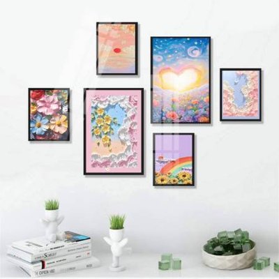 File gốc File tranh bộ 6 tấm hoa décor 5D TT25063 (trang trí) phòng trẻ em