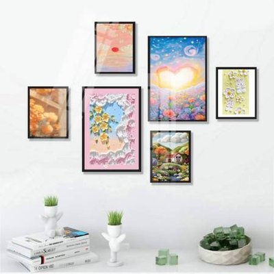 File ảnh File tranh bộ 6 tấm hoa décor 5D TT25068 (gốc) trang trí khách sạn