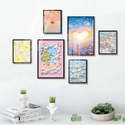 File gốc File tranh bộ 6 tấm hoa décor 5D TT25094 (in mica) trang trí