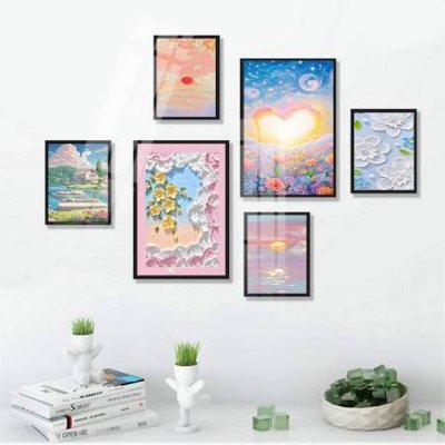 Tải file File tranh bộ 6 tấm hoa décor 5D TT25104 (gốc) chủ đề phong thủy