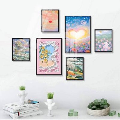 File tranh gốc PSD File tranh bộ 6 tấm hoa décor 5D TT25109 còn nguyên layer