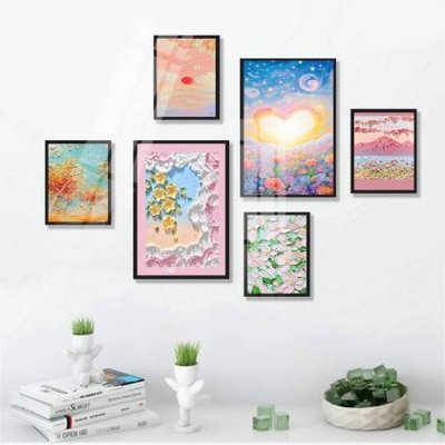 File tranh File tranh bộ 6 tấm hoa décor 5D TT25123 (gốc) chủ đề trừu tượng