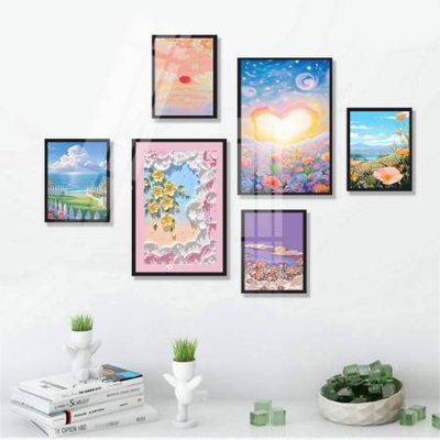 File gốc File tranh bộ 6 tấm hoa décor 5D TT25134 (in lụa) chi tiết cao