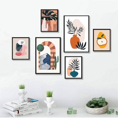 File in trần File tranh treo bộ 6 tấm tối giản Minimalist Art TT3166 (bản gốc) 5D