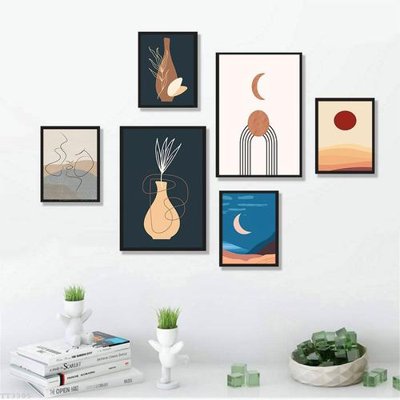 File gốc File tranh treo bộ 6 tấm tối giản Minimalist Art TT3305 (in lụa) tranh mã đáo