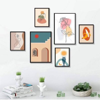 File tranh File tranh treo bộ 6 tấm tối giản Minimalist Art TT3306 (ảnh gốc) in trần xuyên sáng