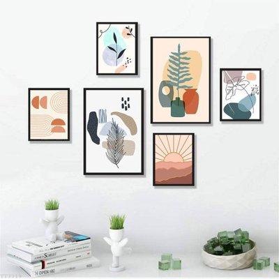 File tranh File tranh treo bộ 6 tấm tối giản Minimalist Art TT3319 (ảnh gốc) in trần 3D