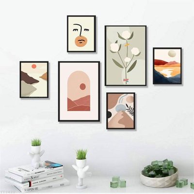 File gốc File tranh treo bộ 6 tấm tối giản Minimalist Art TT3422 (in lụa) tranh phong thủy