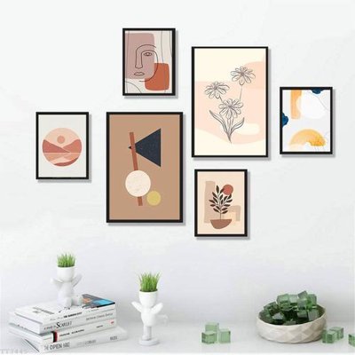 File tranh File tranh treo bộ 6 tấm tối giản Minimalist Art TT3445 (bản gốc) treo tường