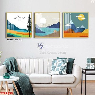 File tranh PSD File bộ tranh treo tường decor TTK1338 chất lượng cao