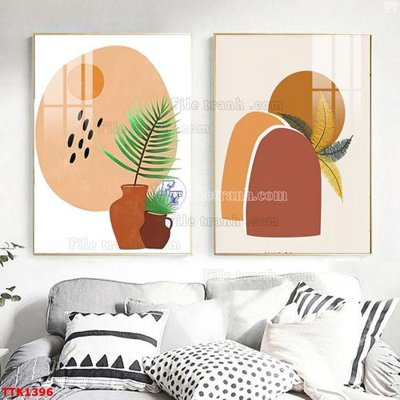 File tranh File bộ tranh treo tường decor TTK1396 (bản gốc) in lụa 3D