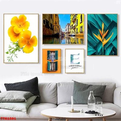 File gốc File bộ tranh treo tường decor TTK1591 (in ấn) màu sắc trung thực