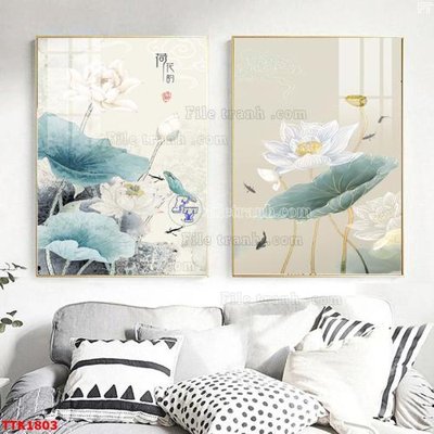 File in trần File bộ tranh treo tường decor TTK1803 (bản gốc) mây trời