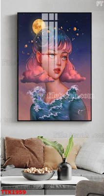 File tranh in trần 3D File bộ tranh treo tường decor TTK1959 (ảnh gốc)