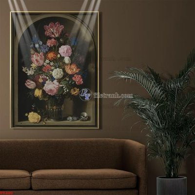 File in trần Tranh tĩnh vật sơn dầu hoa châu âu TV100 (bản gốc) bầu trời