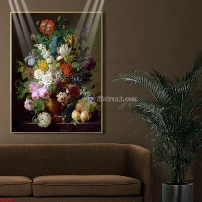 Download file gốc Tranh tĩnh vật sơn dầu hoa châu âu TV113 (in lụa) cao cấp