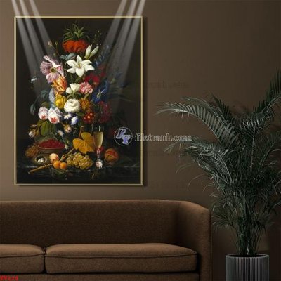 Download file Tranh tĩnh vật sơn dầu hoa châu âu TV114 (gốc) in mica cao cấp