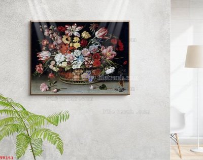Tải file Tranh tĩnh vật sơn dầu hoa châu âu TV151 (gốc) in nhanh