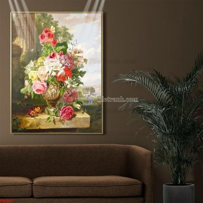 Tải file Tranh tĩnh vật sơn dầu hoa châu âu TV167 (gốc) in nhanh