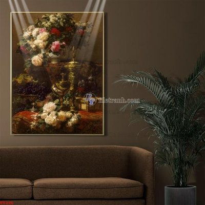 File gốc in ấn Tranh tĩnh vật sơn dầu hoa châu âu TV190 độ phân giải cao