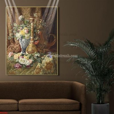 File PSD Tranh tĩnh vật sơn dầu hoa châu âu TV192 (chất lượng in ấn)
