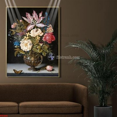 Chi tiết file ảnh Tranh tĩnh vật sơn dầu hoa châu âu TV205 sắc nét