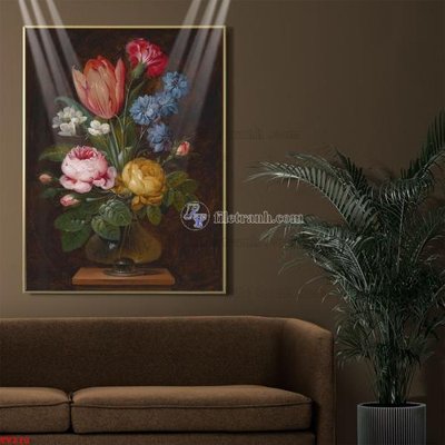 File in ấn Tranh tĩnh vật sơn dầu hoa châu âu TV210 (bản gốc) chất lượng cao