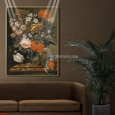 File tranh Tranh tĩnh vật sơn dầu hoa châu âu TV211 (ảnh gốc) in trần nhà