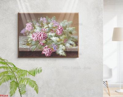 File tranh gốc in trần nhà Tranh tĩnh vật sơn dầu hoa châu âu TV249 3D