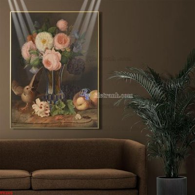 File gốc Tranh tĩnh vật sơn dầu hoa châu âu TV265 (in lụa) cao cấp
